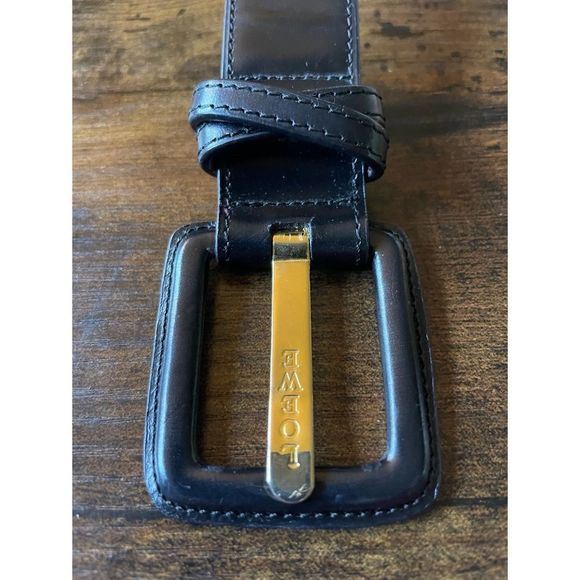 Vintage Loewe Classic Black Polish Leather Belt 70/ 33” - Picture 1 of 9